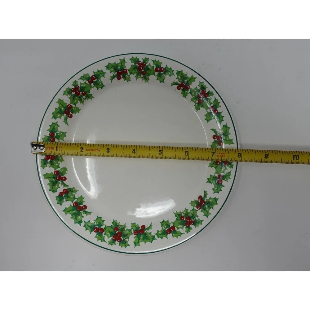 Vintage Termocrisa Crisa Mexico Holly Berry Christmas Dinnerware Set for 8